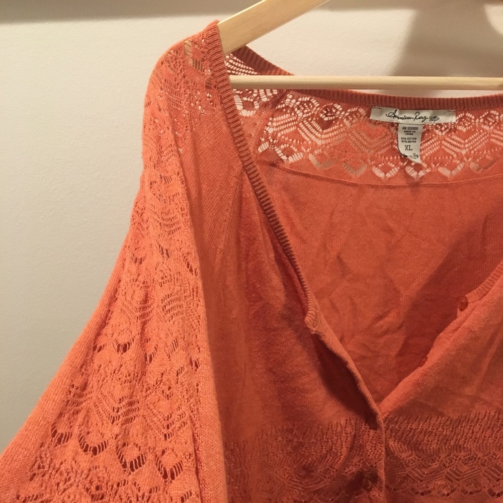Intricate Lace Orange Cardigan